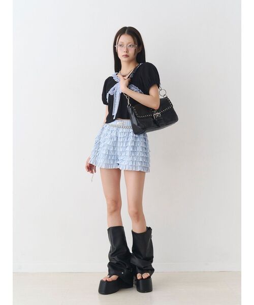 jouetie（ジュエティ）の「ティアードショートパンツ（その他パンツ・レディース・ブラック/ブルー/オフホワイト・MEDIUM）」の12枚目の写真