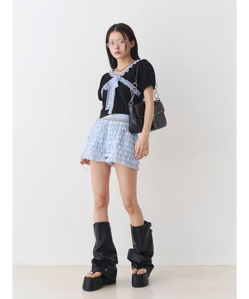 jouetie（ジュエティ）の「ティアードショートパンツ（その他パンツ・レディース・ブラック/ブルー/オフホワイト・MEDIUM）」の13枚目の写真