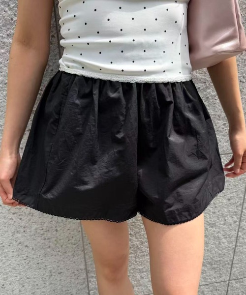 mebole（メボレ）の「ハイウエストレースショートパンツ（その他パンツ・レディース・ブラック/ホワイト・FREE）」の2枚目の写真