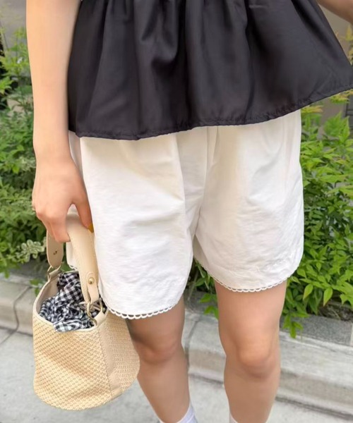 mebole（メボレ）の「ハイウエストレースショートパンツ（その他パンツ・レディース・ブラック/ホワイト・FREE）」の6枚目の写真
