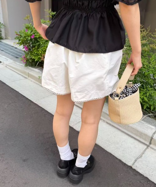 mebole（メボレ）の「ハイウエストレースショートパンツ（その他パンツ・レディース・ブラック/ホワイト・FREE）」の8枚目の写真