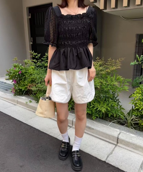 mebole（メボレ）の「ハイウエストレースショートパンツ（その他パンツ・レディース・ブラック/ホワイト・FREE）」の11枚目の写真