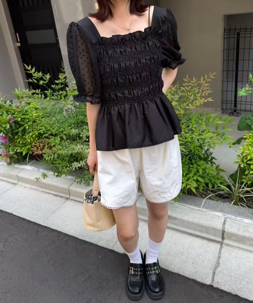 mebole（メボレ）の「ハイウエストレースショートパンツ（その他パンツ・レディース・ブラック/ホワイト・FREE）」の15枚目の写真