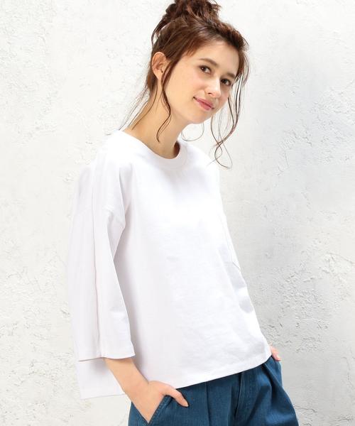 green label relaxing（グリーンレーベルリラクシング）の「※※※CF ヘヴィウェイト 7SL Tシャツ◆（Tシャツ/カットソー・レディース・オフホワイト/ホワイト×ネイビー/ダークグリーン/ネイビー・FREE）」の2枚目の写真