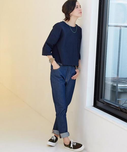 green label relaxing（グリーンレーベルリラクシング）の「※※※CF ヘヴィウェイト 7SL Tシャツ◆（Tシャツ/カットソー・レディース・オフホワイト/ホワイト×ネイビー/ダークグリーン/ネイビー・FREE）」の5枚目の写真