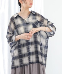 オンブレチェックシアーシャツ