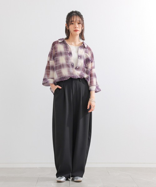 n'OrLABEL(ノアールレーベル)の「『オンブレチェックシアーシャツ』(シャツ/ブラウス・レディース・パープル/ブラック・FREE)」の10枚目の写真
