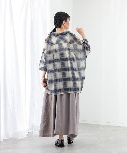 n'OrLABEL(ノアールレーベル)の「『オンブレチェックシアーシャツ』(シャツ/ブラウス・レディース・パープル/ブラック・FREE)」の12枚目の写真