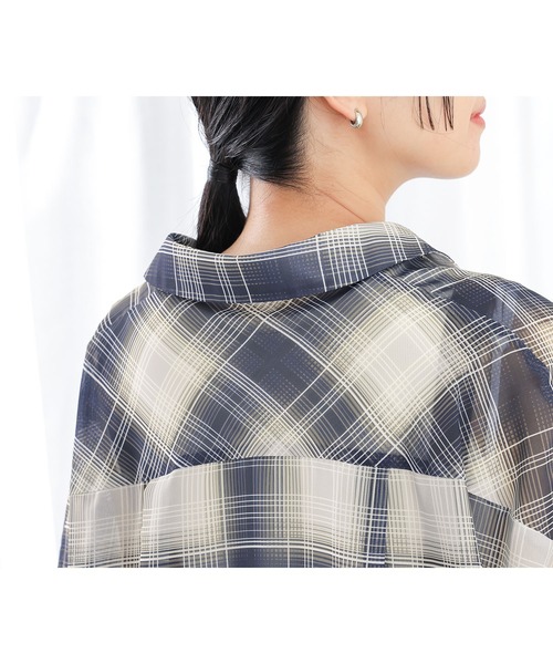 n'OrLABEL(ノアールレーベル)の「『オンブレチェックシアーシャツ』(シャツ/ブラウス・レディース・パープル/ブラック・FREE)」の14枚目の写真