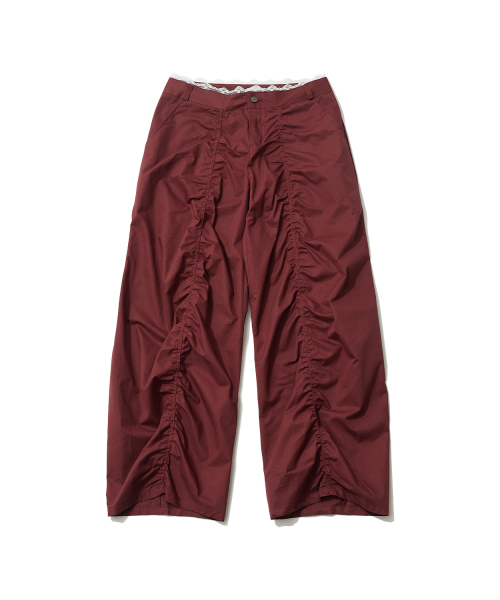 ITZAVIBE(イッザバイブ)の「LACE LAYERED WIDE PANTS - BURGUNDY(その他パンツ・レディース・その他・MEDIUM/LARGE)」の5枚目の写真