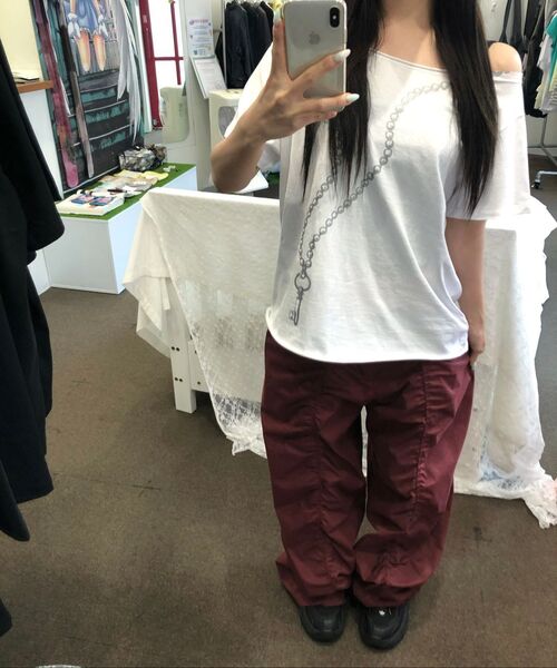 ITZAVIBE(イッザバイブ)の「LACE LAYERED WIDE PANTS - BURGUNDY(その他パンツ・レディース・その他・MEDIUM/LARGE)」の6枚目の写真
