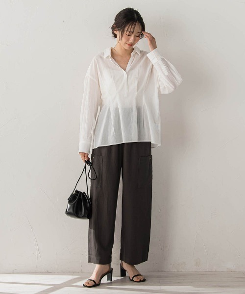 Droite lautreamont（ドロワットロートレアモン）の「シルキーリネンパンツ（その他パンツ・レディース・ベージュ/チャコールグレー・S/M）」の6枚目の写真