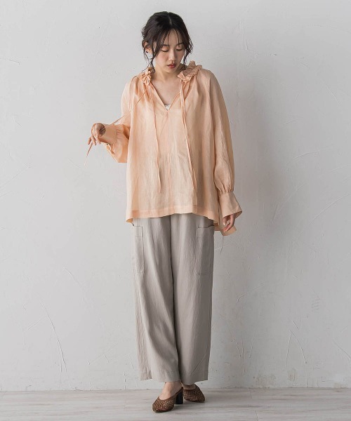 Droite lautreamont（ドロワットロートレアモン）の「シルキーリネンパンツ（その他パンツ・レディース・ベージュ/チャコールグレー・S/M）」の14枚目の写真