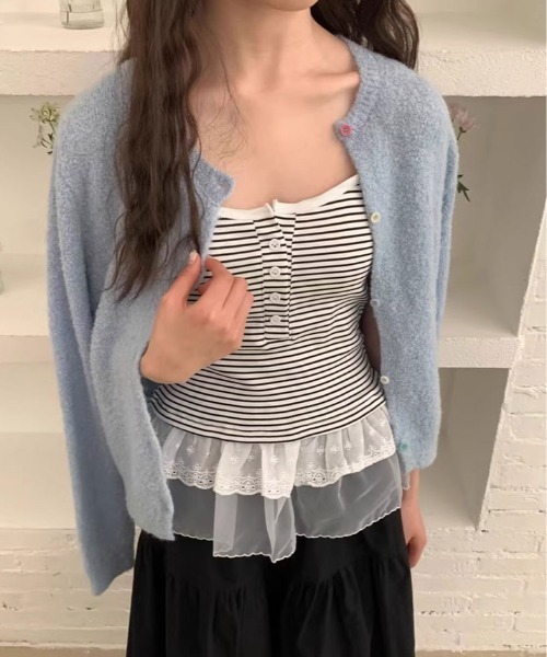 kirakiraShop(キラキラショップ)の「裾レース フリル カップ付き キャミソール(キャミソール・レディース・ブラック系その他/ブラック/ホワイト系その他/ホワイト・FREE)」の10枚目の写真