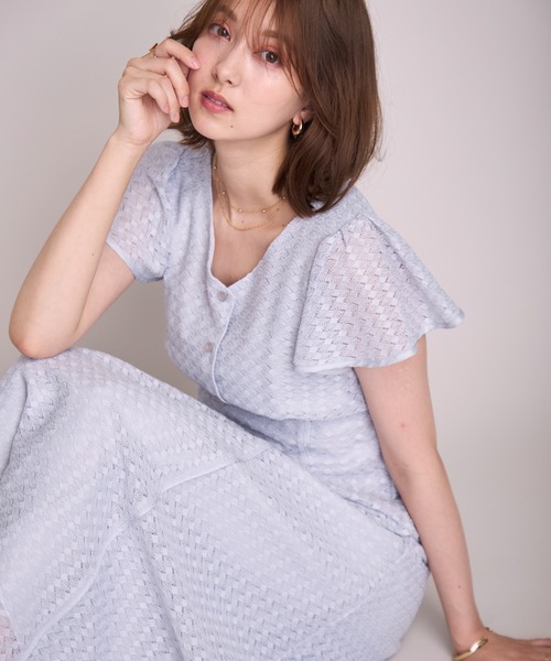 MISCH MASCH(ミッシュマッシュ)の「2026春夏新作 パイピングバルファスレースワンピース(ワンピース・レディース・ブラック/ライトグレー/ホワイト/レッド・M/S)」の3枚目の写真