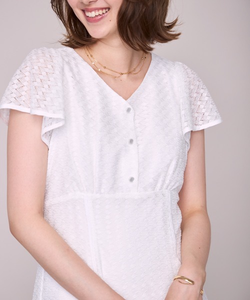MISCH MASCH(ミッシュマッシュ)の「2026春夏新作 パイピングバルファスレースワンピース(ワンピース・レディース・ブラック/ライトグレー/ホワイト/レッド・M/S)」の16枚目の写真
