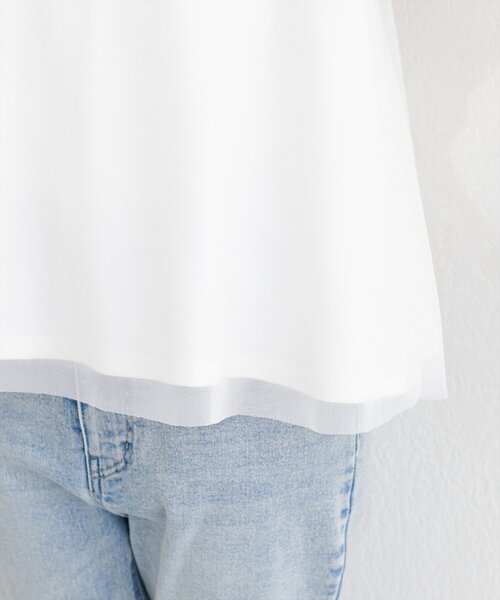 natural couture（ナチュラルクチュール）の「フラワーレースパフスリーブT（Tシャツ/カットソー・レディース・オフホワイト/ブラック・FREE）」の7枚目の写真