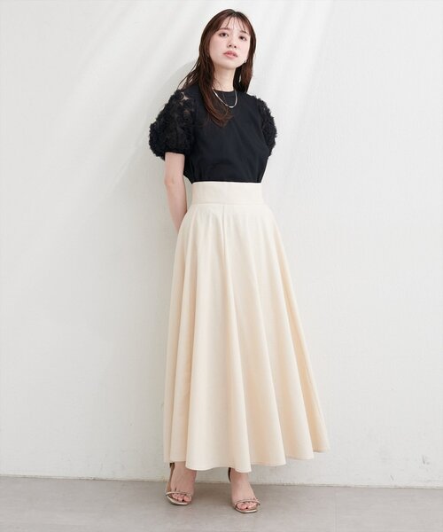natural couture（ナチュラルクチュール）の「フラワーレースパフスリーブT（Tシャツ/カットソー・レディース・オフホワイト/ブラック・FREE）」の12枚目の写真
