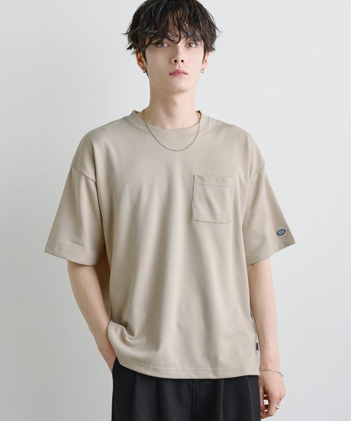 DISCUS（ディスカス）の「【COOLMAX／ドライ機能】DISCUS／ポケットボックスTEE（Tシャツ/カットソー・メンズ・ブラック/グレイッシュベージュ/ピンクベージュ/ブルーグレー/ホワイト/ネイビー/スミクロ/ダークグリーン・XL/M/L）」の5枚目の写真