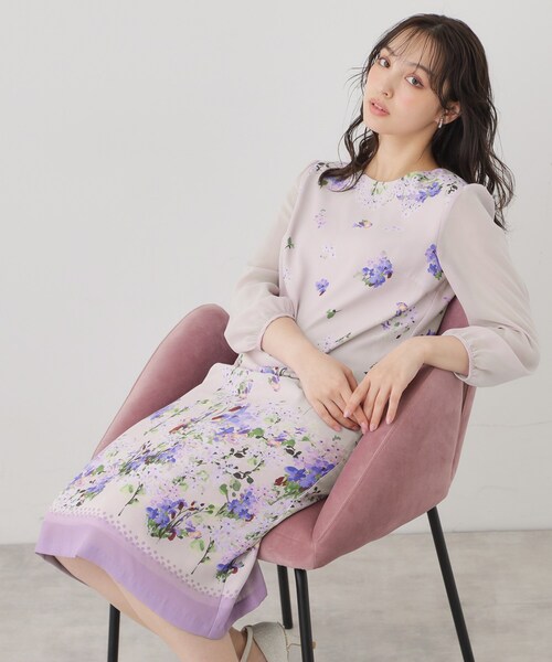 Sunauna(スーナウーナ)の「【co creation and yours/SS~L】多色花柄プリントワンピース(ワンピース・レディース・グリーン系その他2/ネイビー系/パープル系5・40/38/36/34)」の12枚目の写真