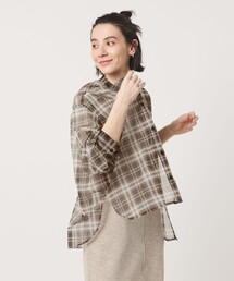 チェック ドローストリング シャツ ウォッシャブル（シャツ/ブラウス 