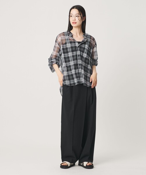 BEAUTY&YOUTH UNITED ARROWS(ビューティーアンドユースユナイテッドアローズ)の「【WEB限定】オンブレーチェック シアーバンドカラーシャツ ウォッシャブル(シャツ/ブラウス・レディース・ブラウン/ブラック・FREE)」の12枚目の写真