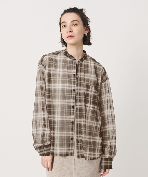 BEAUTY&YOUTH UNITED ARROWS(ビューティーアンドユースユナイテッドアローズ)の「【WEB限定】オンブレーチェック シアーバンドカラーシャツ ウォッシャブル(シャツ/ブラウス・レディース・ブラウン/ブラック・FREE)」の15枚目の写真