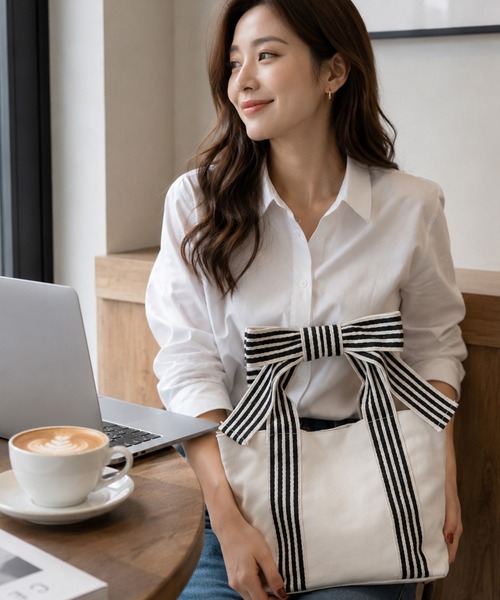 NOLITA LABORATORY(ノリータラボラトリー)の「【 NOLITA / ノリータ 】リボン ハンドル トートバッグ(トートバッグ・レディース・ネイビー/ブラック/ホワイト・FREE)」の12枚目の写真