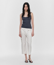 BASIC RIB KNIT SLEEVELESS TOP, CHARCOAL