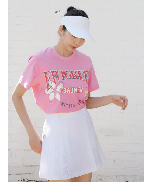 NITINA(ニティナ)の「グラフィックプリント半袖TシャツPK(Tシャツ/カットソー・レディース・ピンク・F)」の1枚目の写真