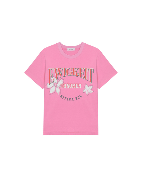 NITINA(ニティナ)の「グラフィックプリント半袖TシャツPK(Tシャツ/カットソー・レディース・ピンク・F)」の7枚目の写真