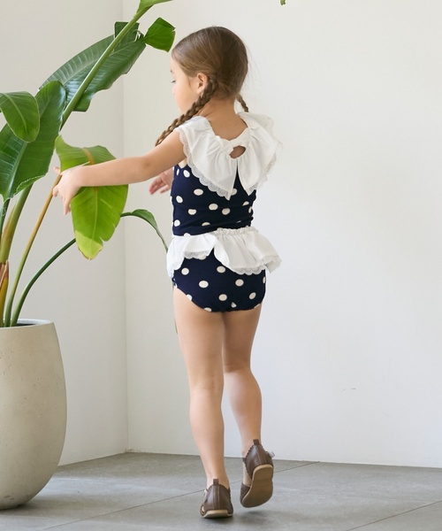 petit main(プティマイン)の「【SWIM】ドットレースフリルタンキニ(水着・キッズ・ネイビー/オフホワイト・130cm/80cm/90cm/100cm/110cm/120cm)」の19枚目の写真