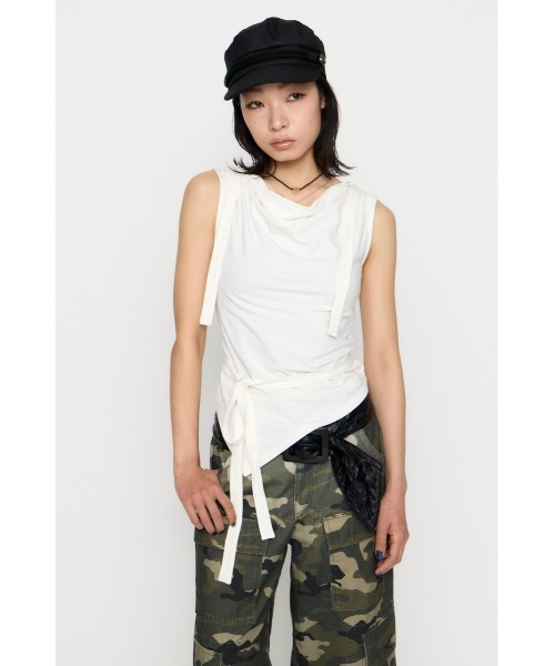 LAGUA GEM（ラグアジェム）の「DRAPE HOODIE CUT トップス（タンクトップ・レディース・杢グレー/ホワイト/ブラック・FREE）」の5枚目の写真