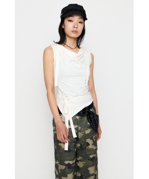 LAGUA GEM（ラグアジェム）の「DRAPE HOODIE CUT トップス（タンクトップ・レディース・杢グレー/ホワイト/ブラック・FREE）」の6枚目の写真