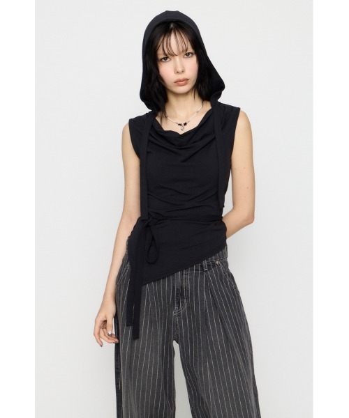 LAGUA GEM（ラグアジェム）の「DRAPE HOODIE CUT トップス（タンクトップ・レディース・杢グレー/ホワイト/ブラック・FREE）」の10枚目の写真