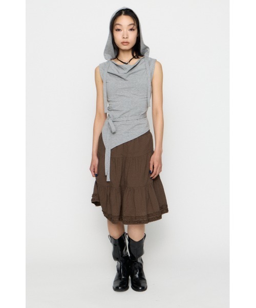 LAGUA GEM（ラグアジェム）の「DRAPE HOODIE CUT トップス（タンクトップ・レディース・杢グレー/ホワイト/ブラック・FREE）」の15枚目の写真