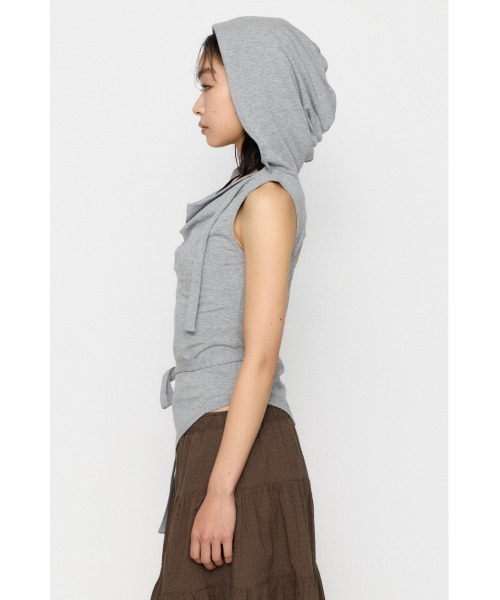 LAGUA GEM（ラグアジェム）の「DRAPE HOODIE CUT トップス（タンクトップ・レディース・杢グレー/ホワイト/ブラック・FREE）」の16枚目の写真