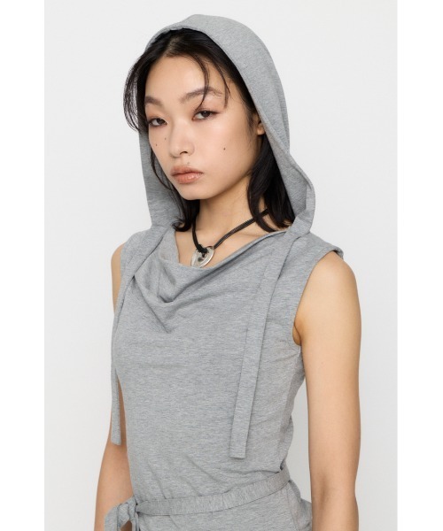 LAGUA GEM（ラグアジェム）の「DRAPE HOODIE CUT トップス（タンクトップ・レディース・杢グレー/ホワイト/ブラック・FREE）」の18枚目の写真