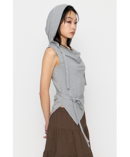 LAGUA GEM（ラグアジェム）の「DRAPE HOODIE CUT トップス（タンクトップ・レディース・杢グレー/ホワイト/ブラック・FREE）」の19枚目の写真
