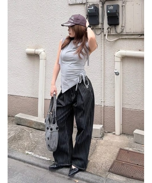 LAGUA GEM（ラグアジェム）の「DRAPE HOODIE CUT トップス（タンクトップ・レディース・杢グレー/ホワイト/ブラック・FREE）」の22枚目の写真