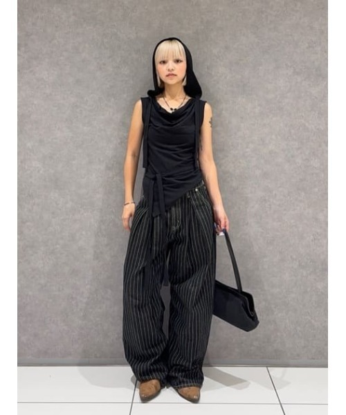 LAGUA GEM（ラグアジェム）の「DRAPE HOODIE CUT トップス（タンクトップ・レディース・杢グレー/ホワイト/ブラック・FREE）」の21枚目の写真