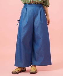 Jocomomola（ホコモモラ）の「Flor デニム 刺繍入りレースアップワイドパンツ（その他パンツ）」