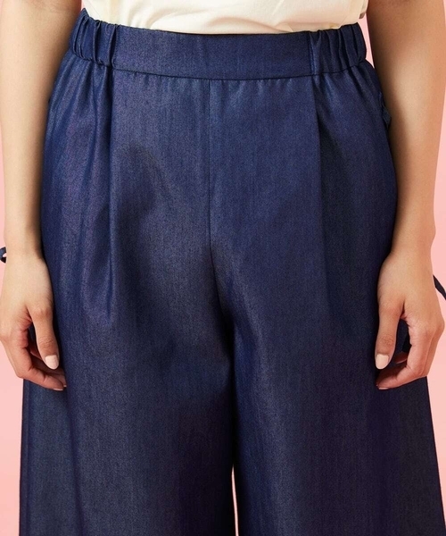 Jocomomola（ホコモモラ）の「Flor デニム 刺繍入りレースアップワイドパンツ（デニムパンツ・レディース・ネイビー/ブルー・42/40）」の22枚目の写真