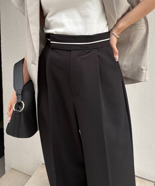 CAPRICIEUX LE'MAGE(カプリシューレマージュ)の「ワイドベルト1タックパンツ(その他パンツ・レディース・グレー/ホワイト系その他/ブラック・36/38/PS)」の6枚目の写真