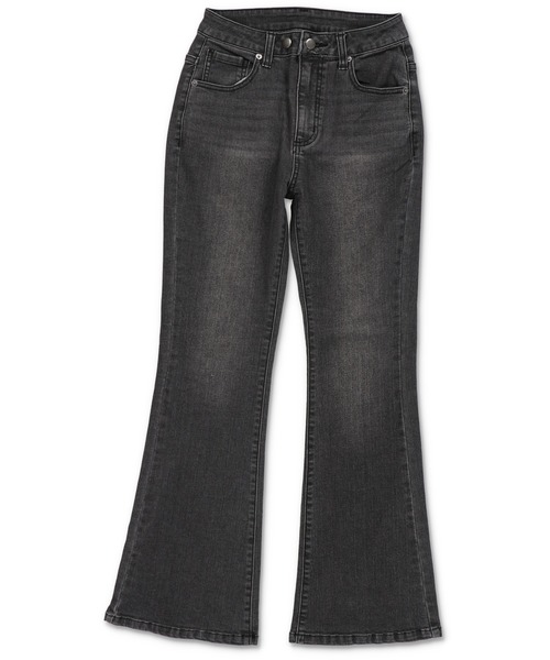 SPINNS(スピンズ)の「デニムフレアパンツ/2ボタン(デニムパンツ・レディース・ブルー/ブラック・ONESIZE)」の3枚目の写真