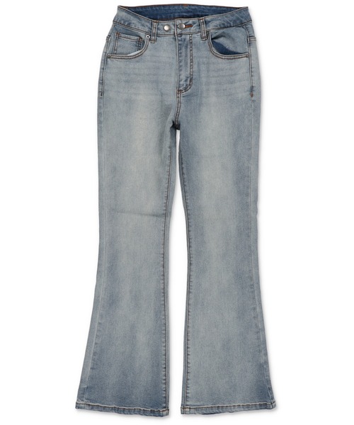 SPINNS(スピンズ)の「デニムフレアパンツ/2ボタン(デニムパンツ・レディース・ブルー/ブラック・ONESIZE)」の4枚目の写真