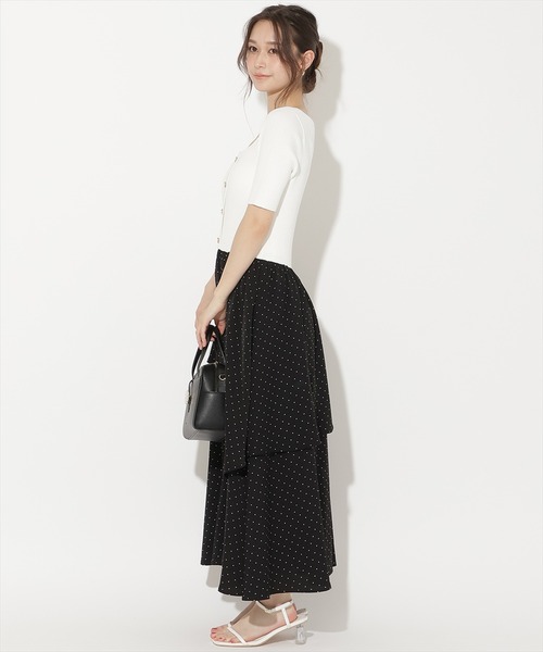 WILLSELECTION(ウィルセレクション)の「アシメティアードニットコンビワンピース(ワンピース・レディース・ブラック/オフホワイト/ブラック系その他/ピンク・FREE)」の6枚目の写真