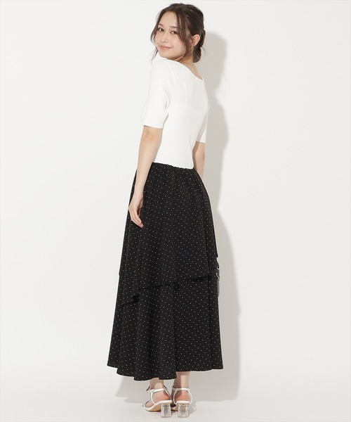 WILLSELECTION(ウィルセレクション)の「アシメティアードニットコンビワンピース(ワンピース・レディース・ブラック/オフホワイト/ブラック系その他/ピンク・FREE)」の7枚目の写真