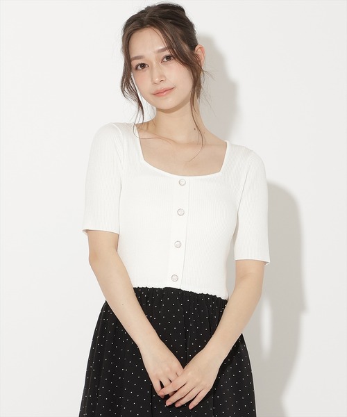 WILLSELECTION(ウィルセレクション)の「アシメティアードニットコンビワンピース(ワンピース・レディース・ブラック/オフホワイト/ブラック系その他/ピンク・FREE)」の8枚目の写真