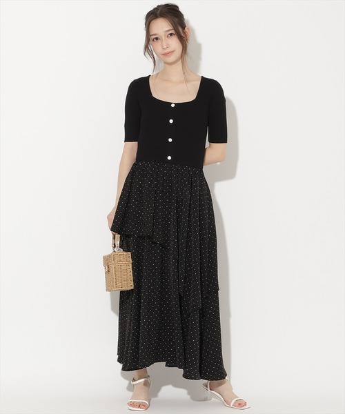 WILLSELECTION(ウィルセレクション)の「アシメティアードニットコンビワンピース(ワンピース・レディース・ブラック/オフホワイト/ブラック系その他/ピンク・FREE)」の9枚目の写真